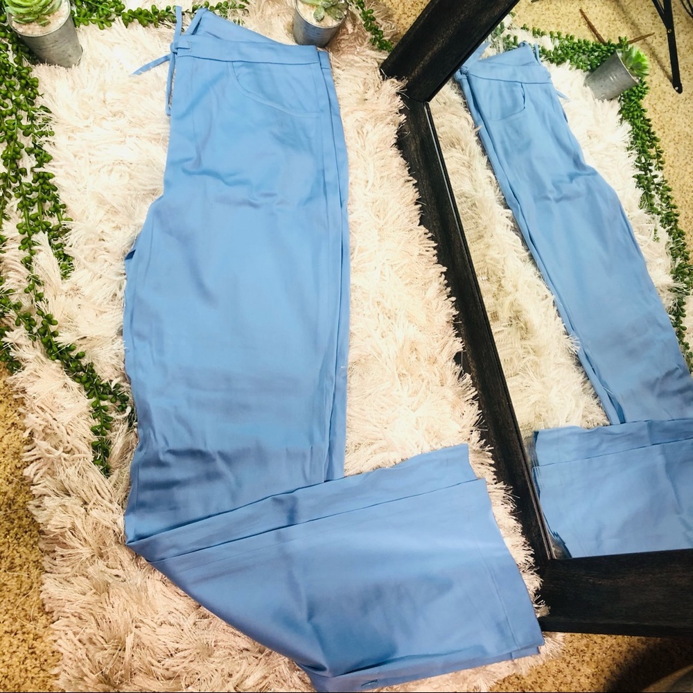 ‘🌸5/$25🌸NWT  Blue Drawstring Waistband Bootcut Full Length Pants Size Small